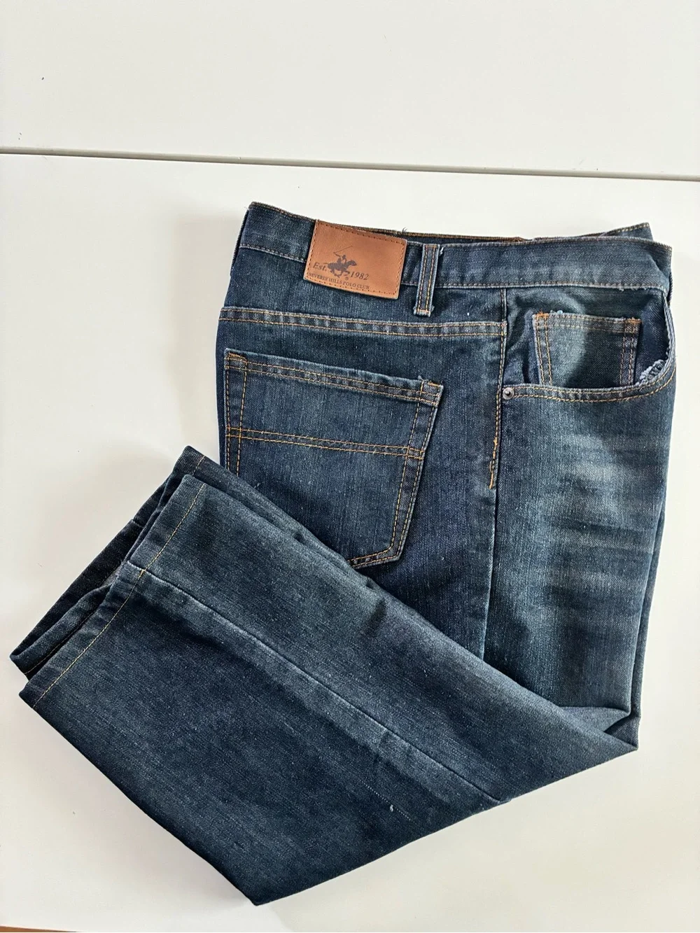 BEVERLY HILLS POLO CLUB 32/32 CLASSIC BLUE DENIM JEAN JORTS CASUAL UNISEX EUC